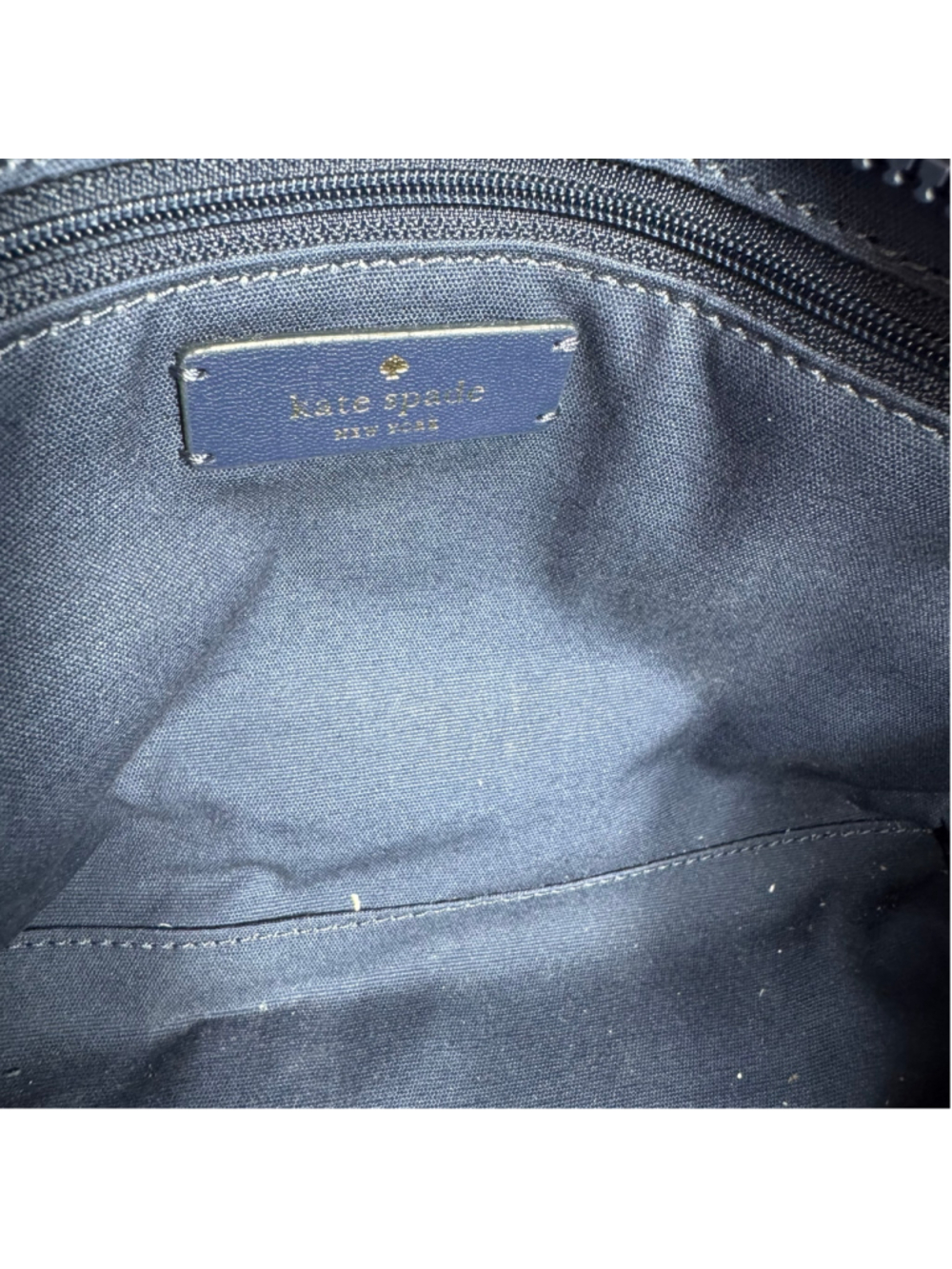 Women's Kate Spade Canvas Tote Bag One Size Navy Blue and White Striped - Picture 8 of 9